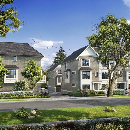 modern homes on quiet street